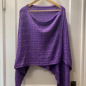 Lauren Ralph Lauren Purple Cable Knit Poncho Sweater Women's OS Cozy Chic